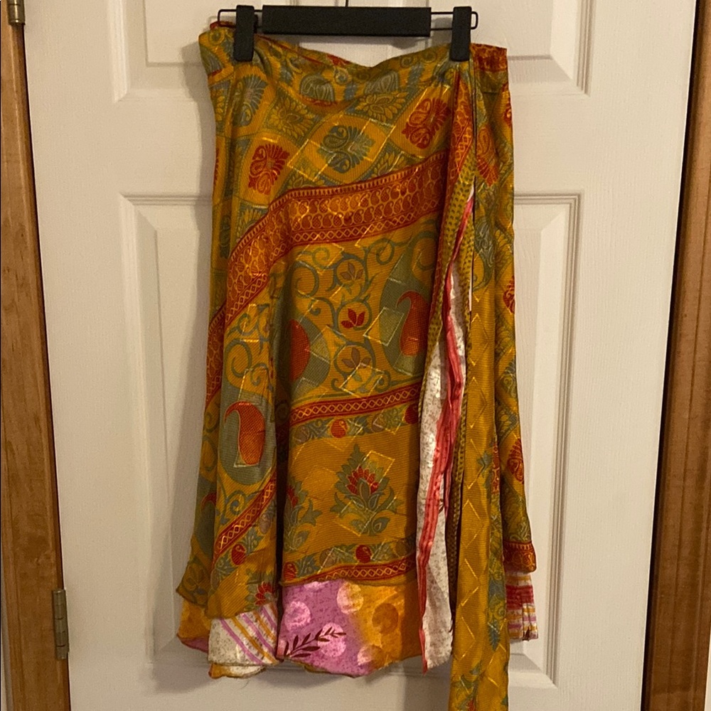 Colorful Patterned Wrap Skirt